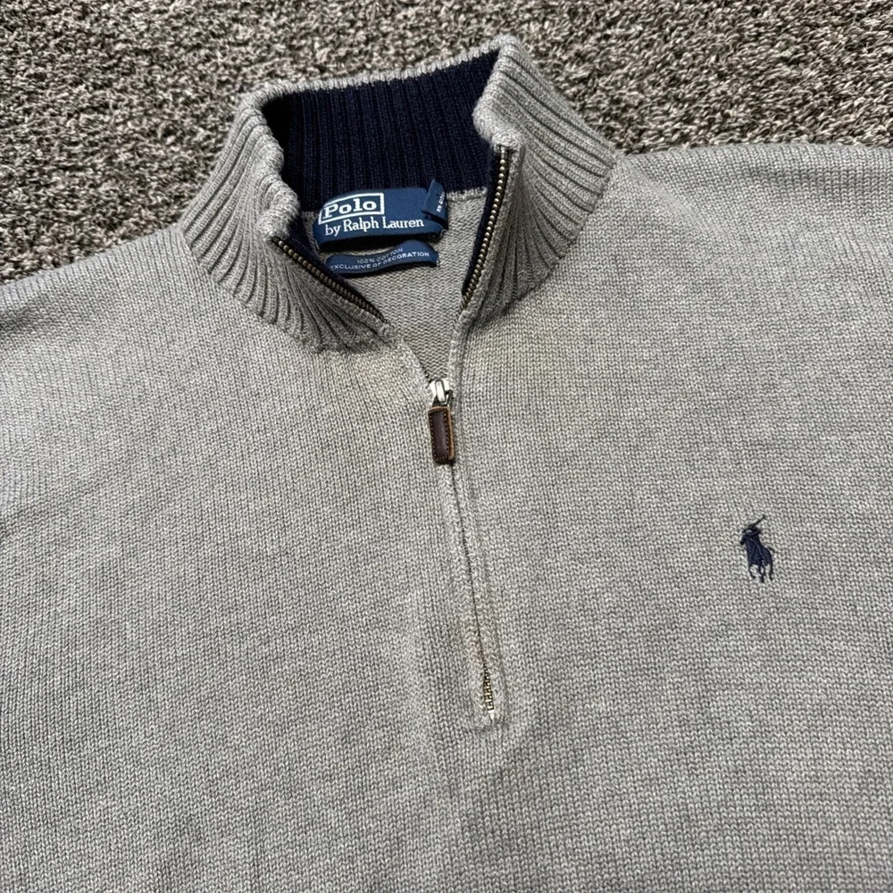 Polo‎ by Ralph Lauren Men's Pullover Quarter Zip Cotton Knit Gray XXL